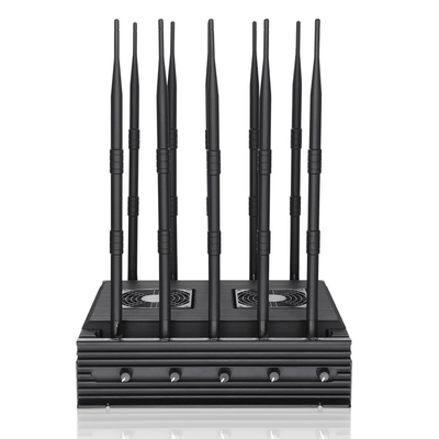 Powerful 10 antennas jammer blocks 2G, 3G, 4G,5G and WIFI signals with an output power of 84W ,coverag range up to 100m