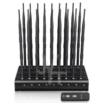 18 antennas signal jammer blocking all 2G 3G 4G 5G WIIFI (Including 5.2G,5.8G,WIFI 6E) GPS RF LOJACK signals with remote control.