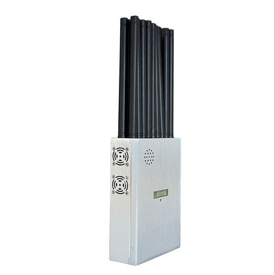 18 antennans portable signal jammer blocking WIFI 6E and mobile phone 2G, 3G, 4G, 5G and GPSL1, GPSL2-L5, GPSL3-L4 , 2.4GWIFI, 5.2GWIFI, 5.8GWIFI, UHF, RF, Lojack signals With 2.5dbi Antennas.
