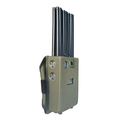 18 antennans portable signal jammer blocking WIFI 6E and mobile phone 2G, 3G, 4G, 5G and GPSL1, GPSL2-L5, GPSL3-L4 , 2.4GWIFI, 5.2GWIFI, 5.8GWIFI, UHF, RF, Lojack signals With 2.5dbi Antennas.