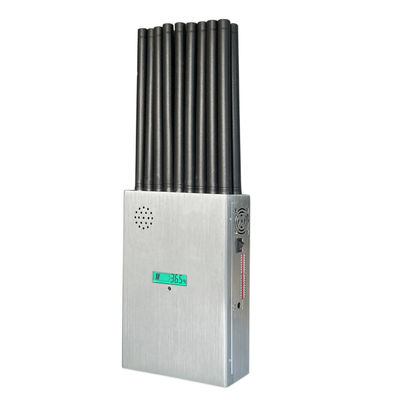 18 antennans portable signal jammer blocking WIFI 6E and mobile phone 2G, 3G, 4G, 5G and GPSL1, GPSL2-L5, GPSL3-L4 , 2.4GWIFI, 5.2GWIFI, 5.8GWIFI, UHF, RF, Lojack signals With 2.5dbi Antennas.
