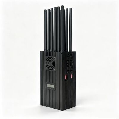75W Portabe 12 Antennas 2G.3G.4G.5G Cell Phone Signal Jammer 2.4G 5.2G.5.8G WIFI Signals and GPSL1.L2.L3.L4.L5.  Lojack Signals（Supports charging while discharging）