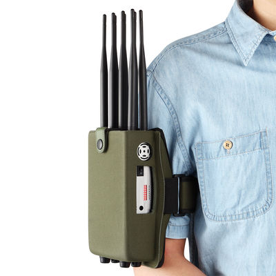 Portable 8 antennas mobile phone signal jammer blocks 2G 3G 4G 5G WIFI signals with bigger hot sink & battery