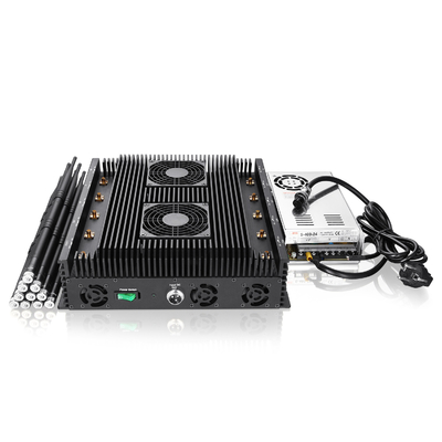 Powerful 10 antennas jammer blocks 2G, 3G, 4G,5G and WIFI signals with an output power of 84W ,coverag range up to 100m