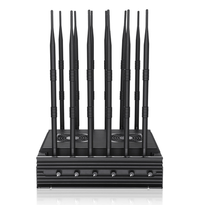 Powerful 12 bands jammer blocks 2G,3G,4G,5G,WIFI,GPSL1 signals with an output power of 100W ,shielding range up to 100m