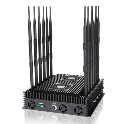 Powerful 12 bands jammer blocks 2G,3G,4G,5G,WIFI,GPSL1 signals with an output power of 100W ,shielding range up to 100m