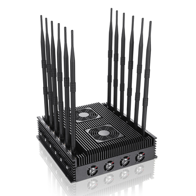 Powerful 12 bands jammer blocks 2G,3G,4G,5G,WIFI,GPSL1 signals with an output power of 100W ,shielding range up to 100m