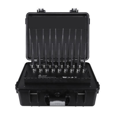 Nuevo poderoso maletín 18 Antena jammer bloquea 2G, 3G, 4G, 5G, GPSL1, GPSL2-L5, GPSL3-L4, WIFI, 315,433,868, señales de localización con una potencia de salida de 158W y un alcance de cobertura de hasta 120 m