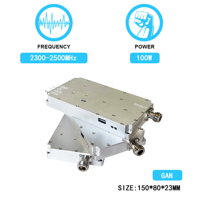 2.4G 4G 100W 2300-2500MHz GaN RF Amplificador de potencia Modulo de contador de drones para el sistema anti drones Mavic3 Fpv Djis Autel Anti Fpv con protector de aislamiento